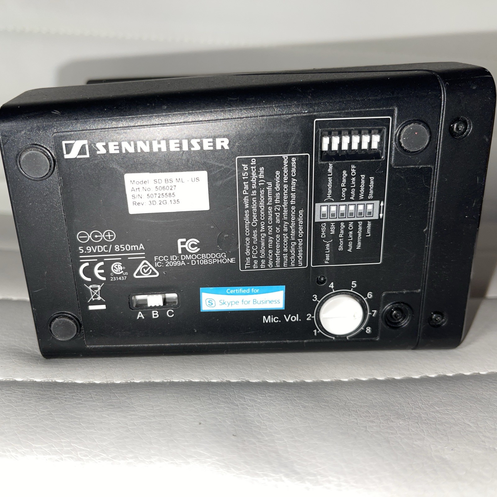 SENNHEISER Wireless Headset Dock Stand MN: SD BS ML No AC 506027