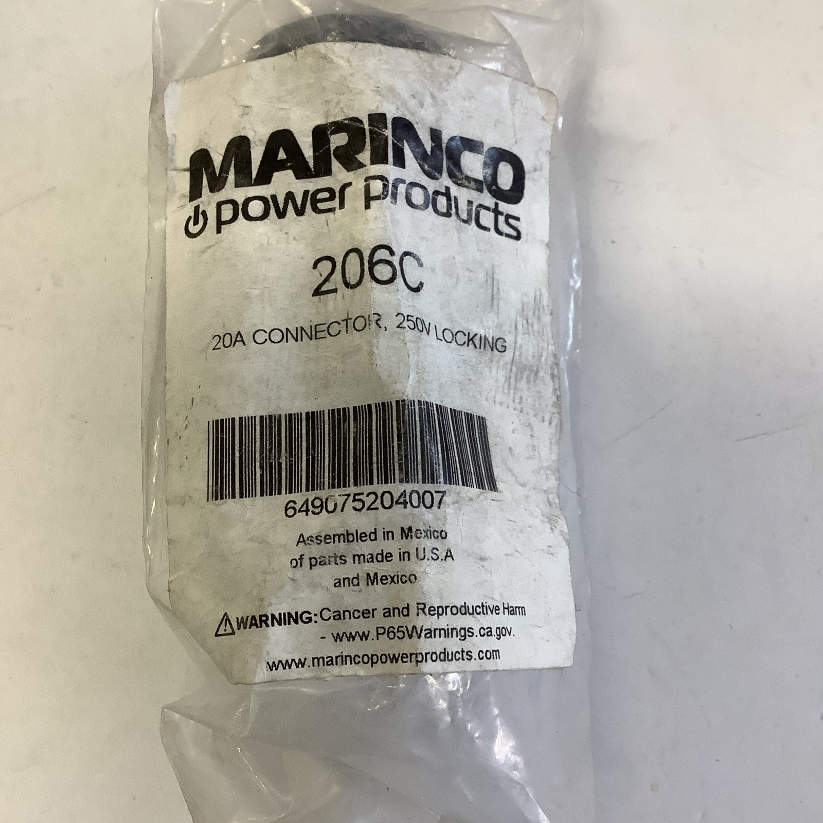 Marinco 206C 20 Amp, 250 Volt, Connector, Locking