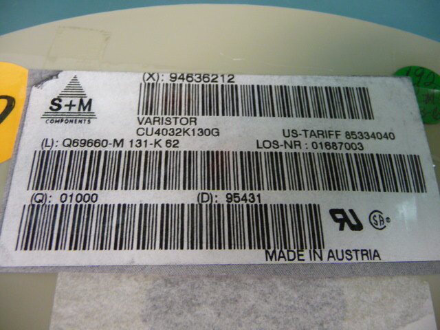 Siemens & M (S&M components) CU4032K130G Qty of 225 per Lot SURFACE MOUNT METAL