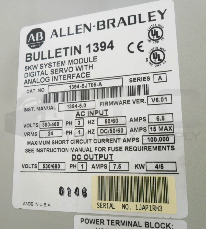ALLEN BRADLEY 1394-SJT05-A /A DIGITAL SERVO W/ ANALOG INTERFACE 5KW *READ*