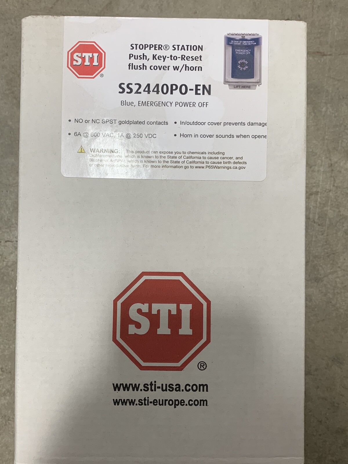 Safety Technology International SS2440PO-EN Emergency Power Off Push – Blue
