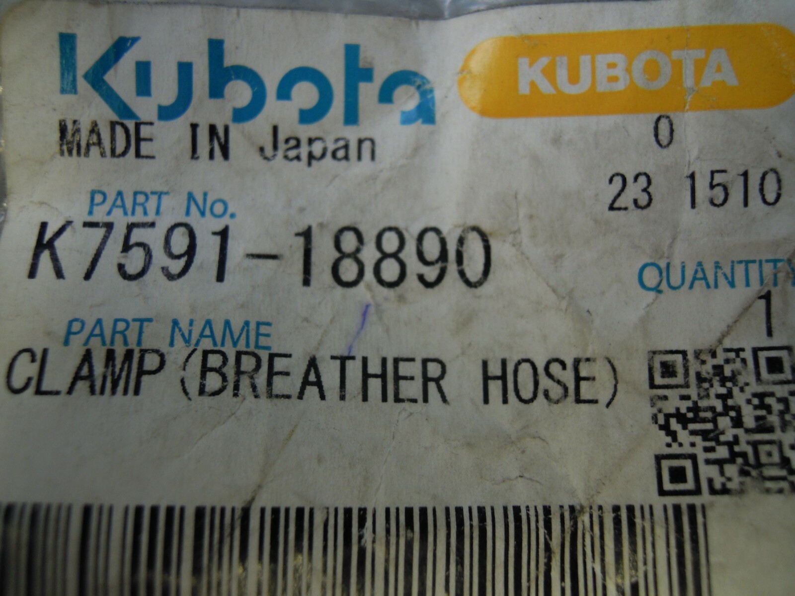 KUBOTA K7591-18890 CLAMP BREATHING PANTS LOT OF 10***NEW