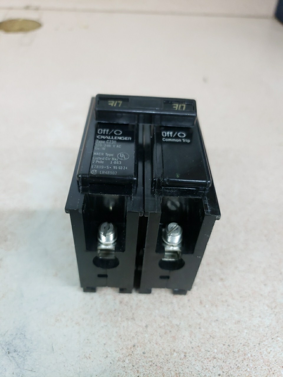 1) Challenger C230 Type C Circuit Breaker 2 Pole 30 Amp 240V new