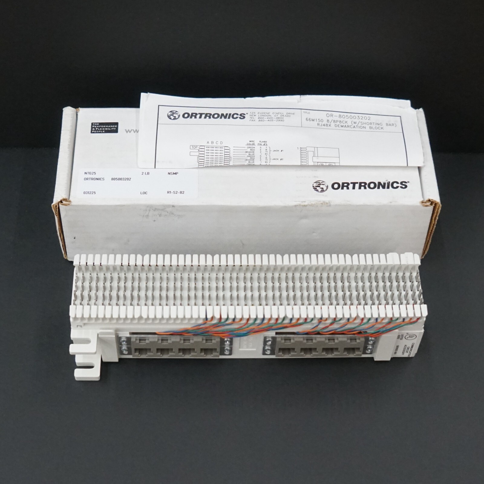 ORTRONICS 805003202 T1-Network Interface Block w/ Shorting Bar