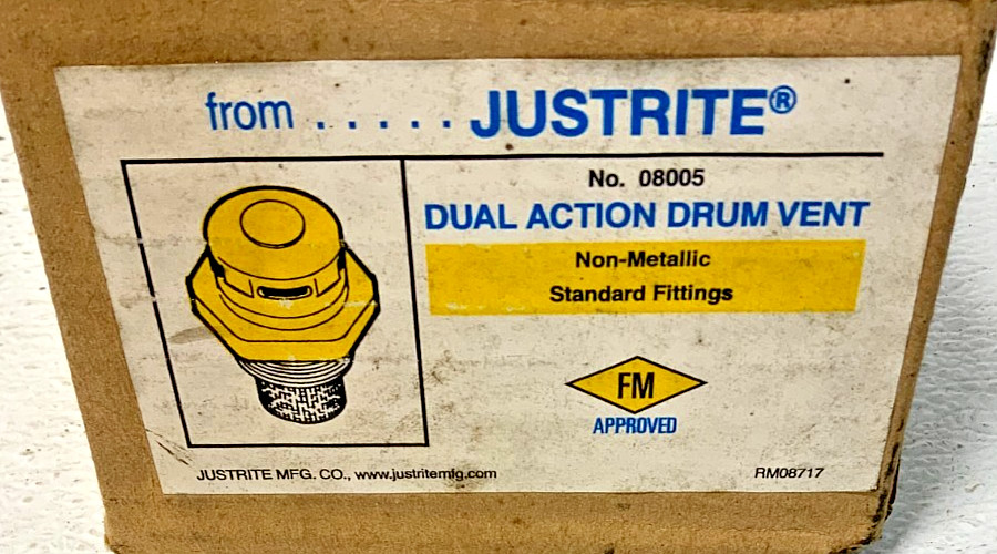 New Lot of 2 Justrite 08005 Dual Action Drum Vent Non-Metallic Standard Fit 232B