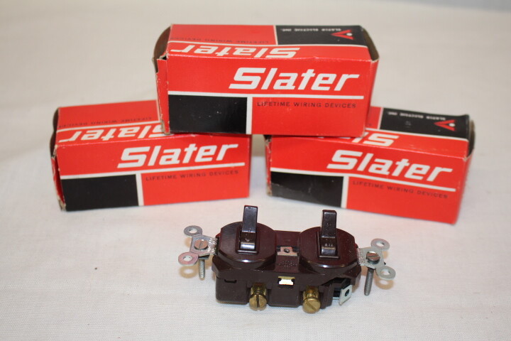 New Old Stock in Box Lot of 3 Slater Combo Switch 2-circuit-15A; Model 690-BR