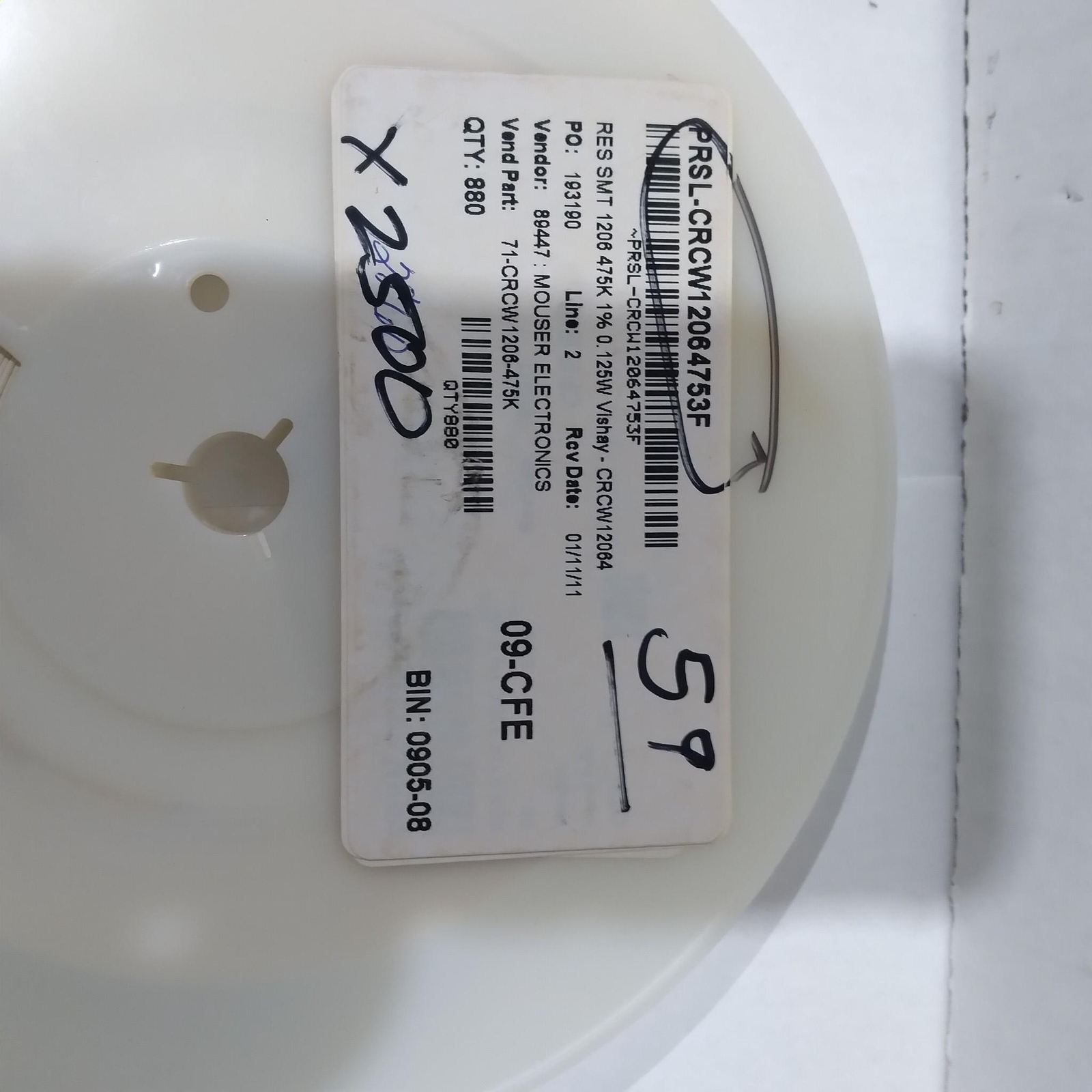 MOUSER ELECTRONICS PRSL-CRCW12064753F SMD ‘LOT OF 2500’