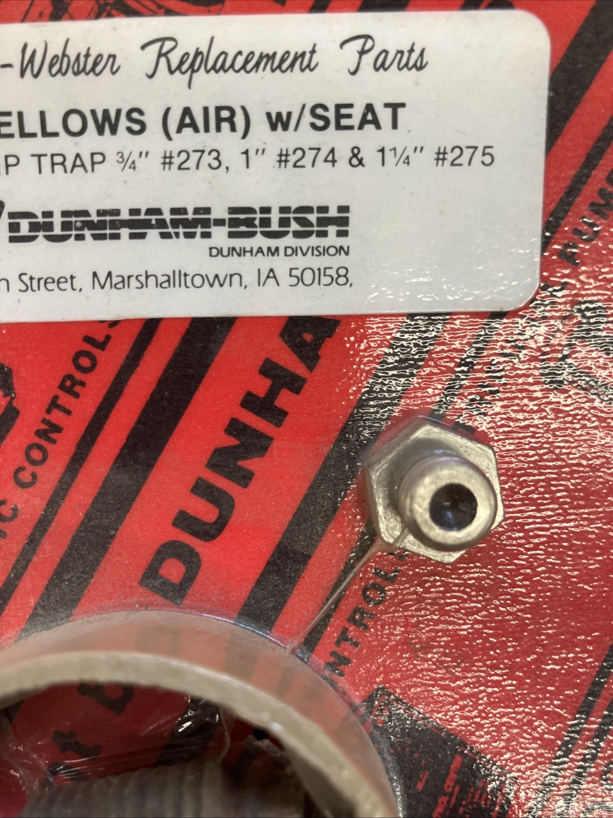 Dunham Bush 6120176 AIR VENT BELLOWS Series 27 Drip Trap. Warren Webster
