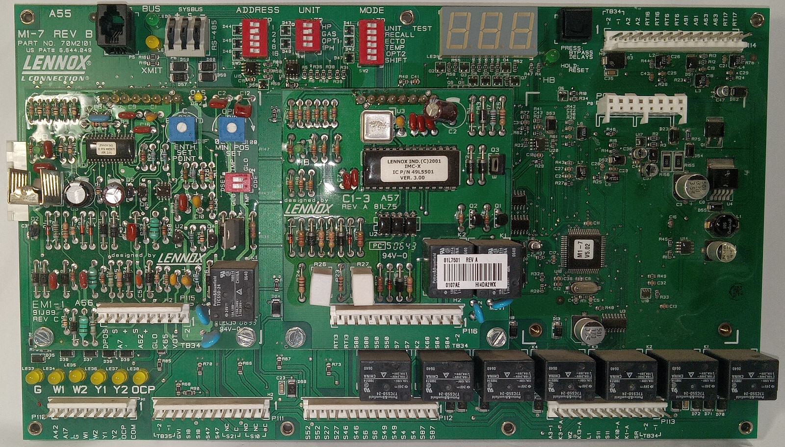 1 USED LENNOX M1-7 70M2101 EM1-1 91J89 C1-3 A57 81L75 CONTROL BOARD *MAKE OFFER*
