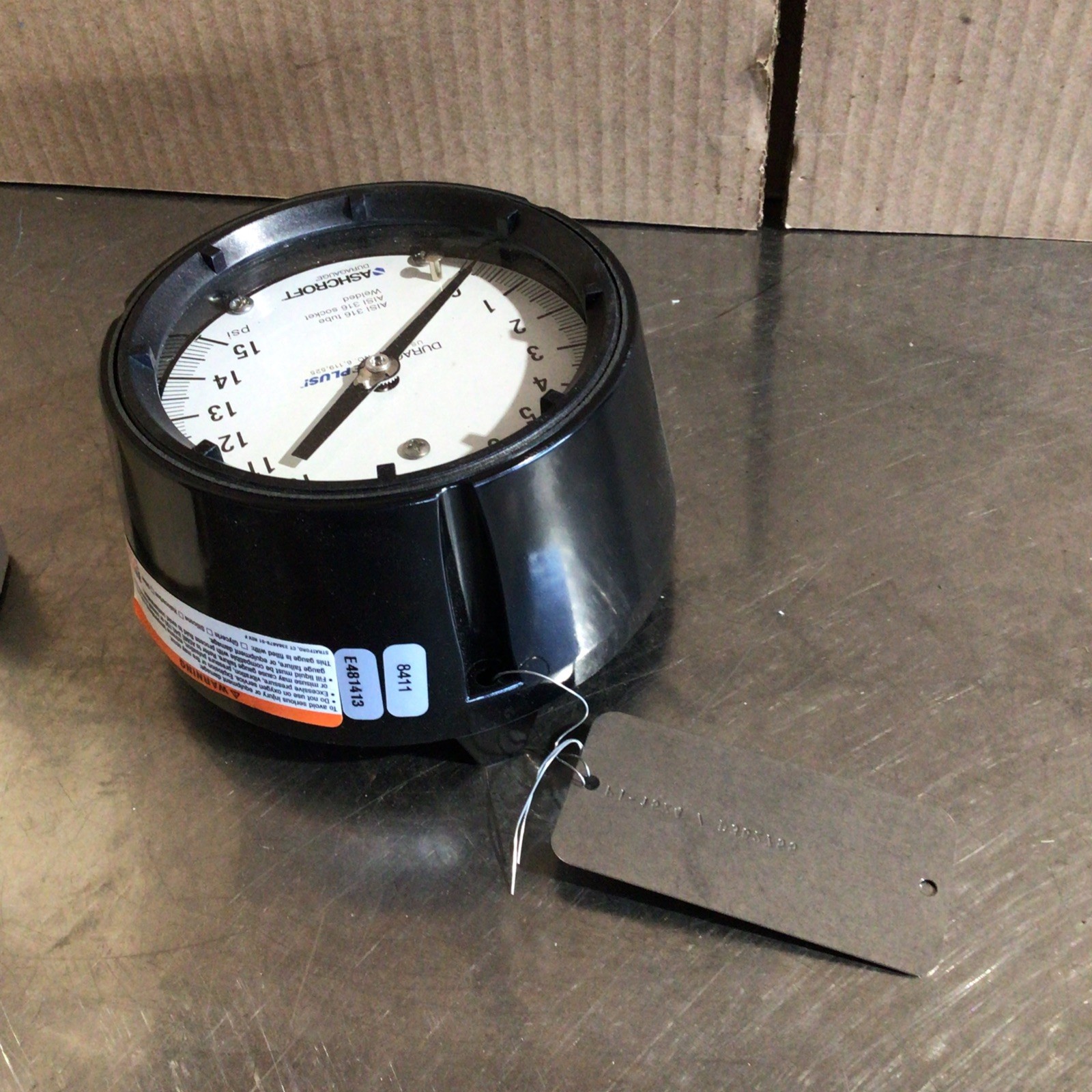 ASHCROFT 45-1279-SS-04L-15# TYPE 1279 DURAGAUGE PRESSURE GAUGE 0-15 PSI NOS