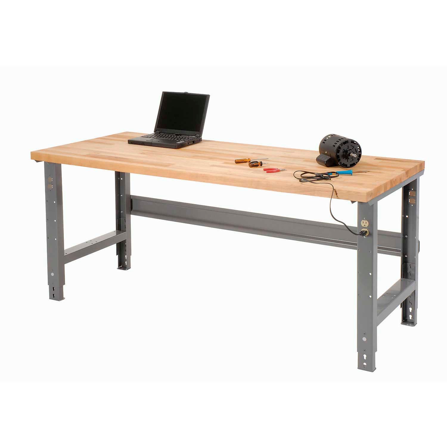 Adjustable Height Workbench C-Channel Leg 60″W x 36″D 1-3/4″ Maple Top Square