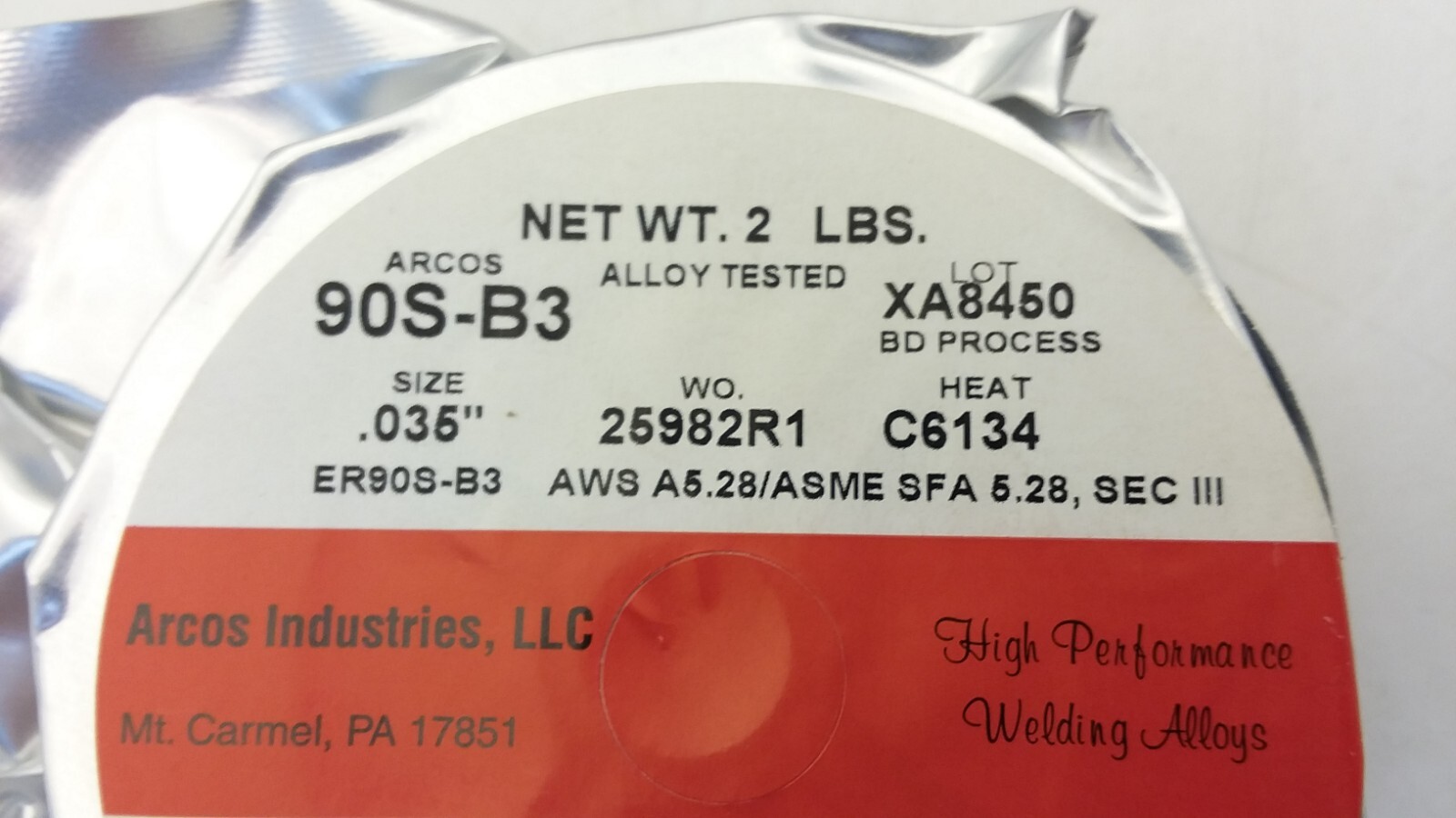 ARCOS INDUSTRIES LLC ER90S-B3 WELDING WIRE SIZE .35″ 2 LBS ALLOY TESTED NIB