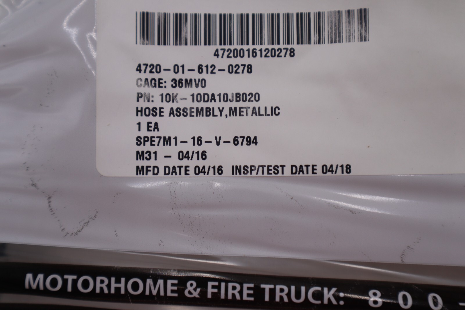 SPARTAN 4720-01-612-0278 HOSE ASSEMBLY #2745