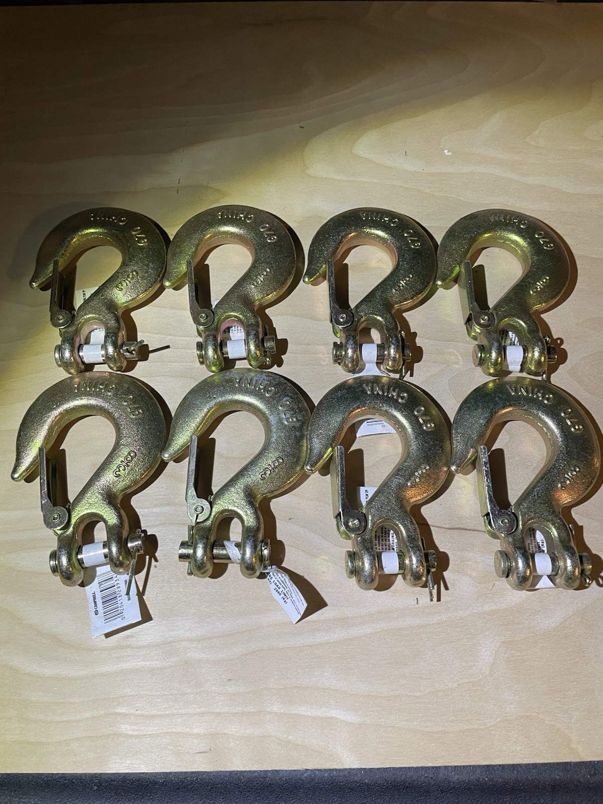 Lot of 8 – Campbell T9504515 3/8” Clevis Slip Hooks 6,600 lb Gold