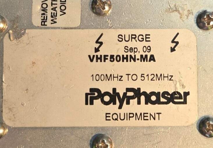 Used Polyphaser VHF50HN-MA 100-512 MHz Type N Male / Type N Female