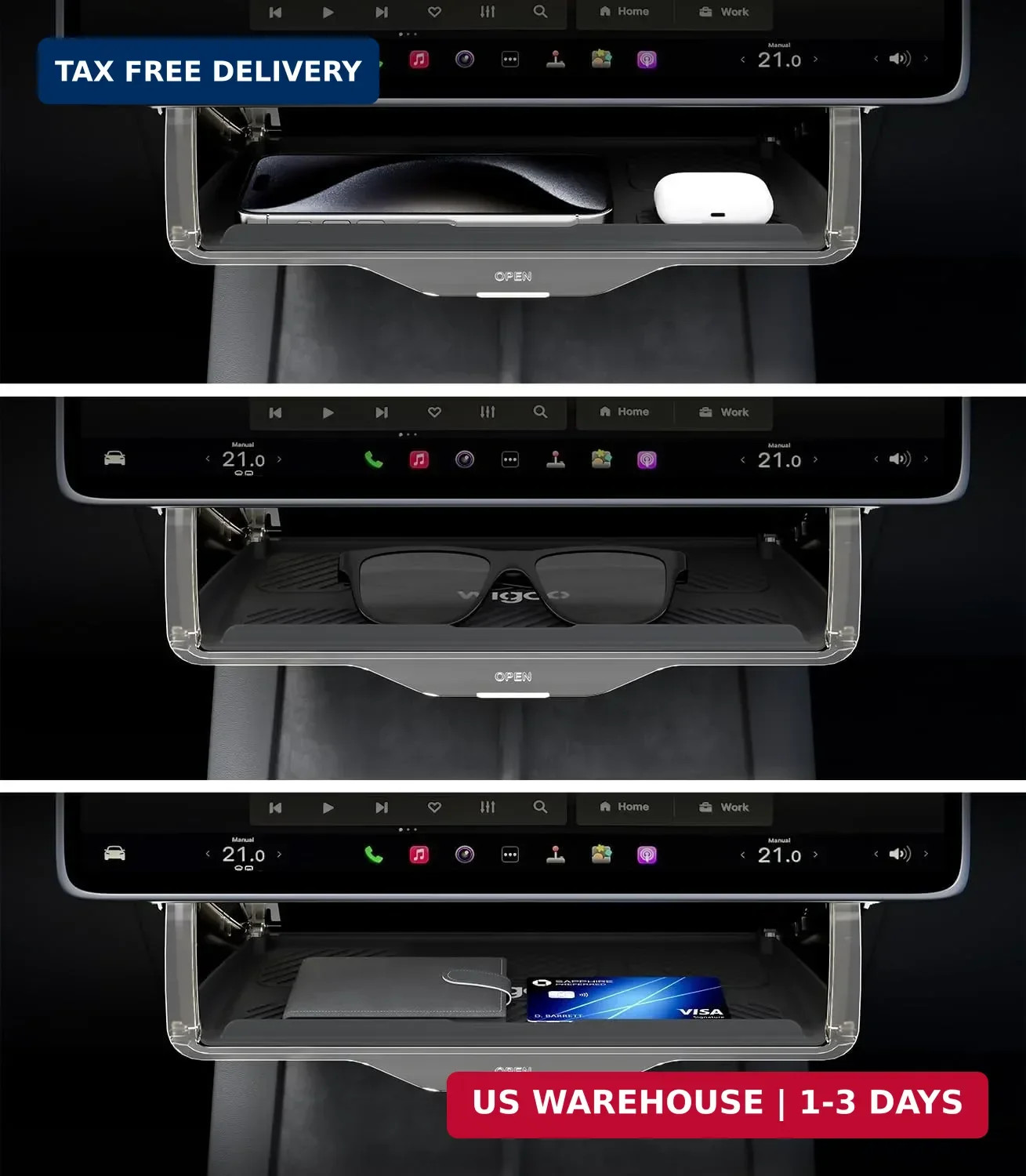 Wigoo Under Screen Organizer for Model Y 2019~2026, Including Model Y Juniper 20