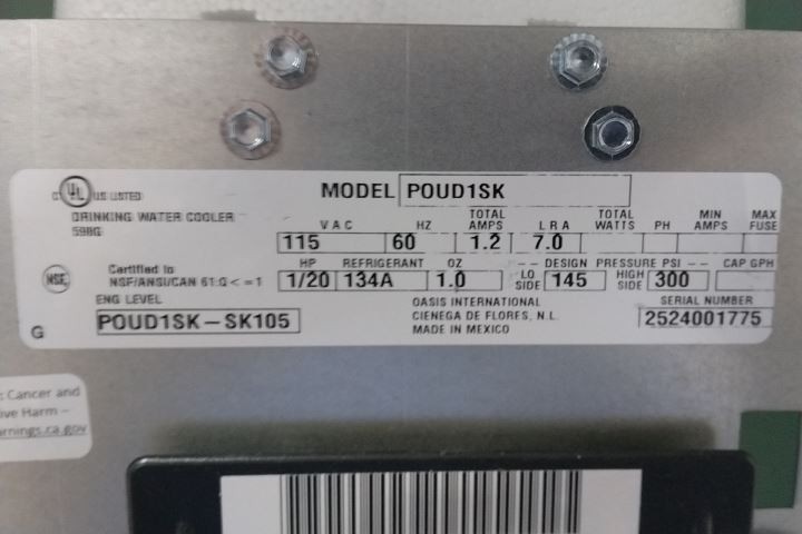Oasis POUD1SK 115VAC 40-1/2 In Overall H White Plumbed Water Dispenser