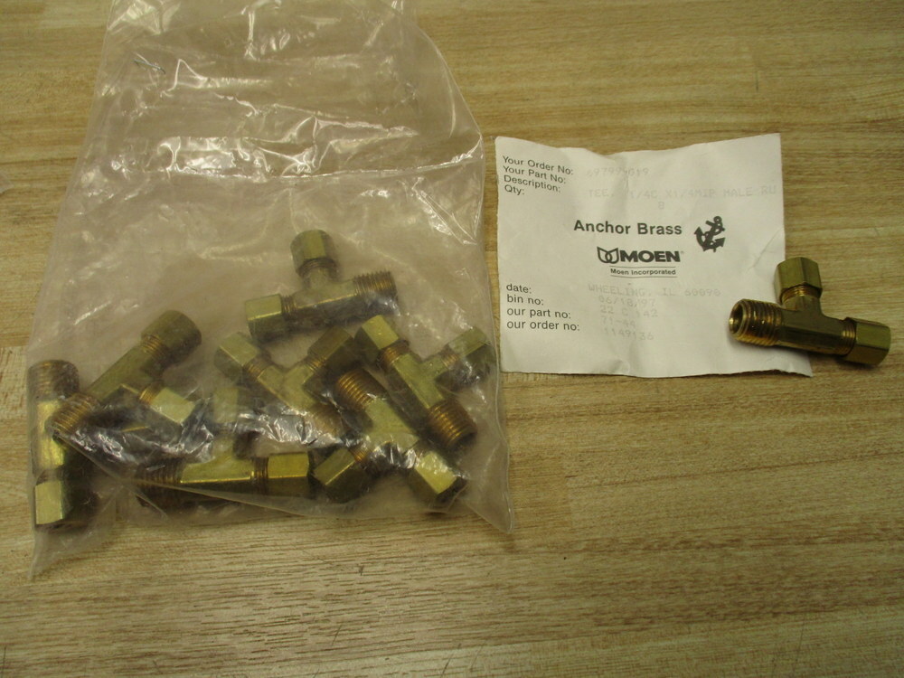 Moen 71-44 Anchor Brass Tee Fitting 7144 (Pack of 8)