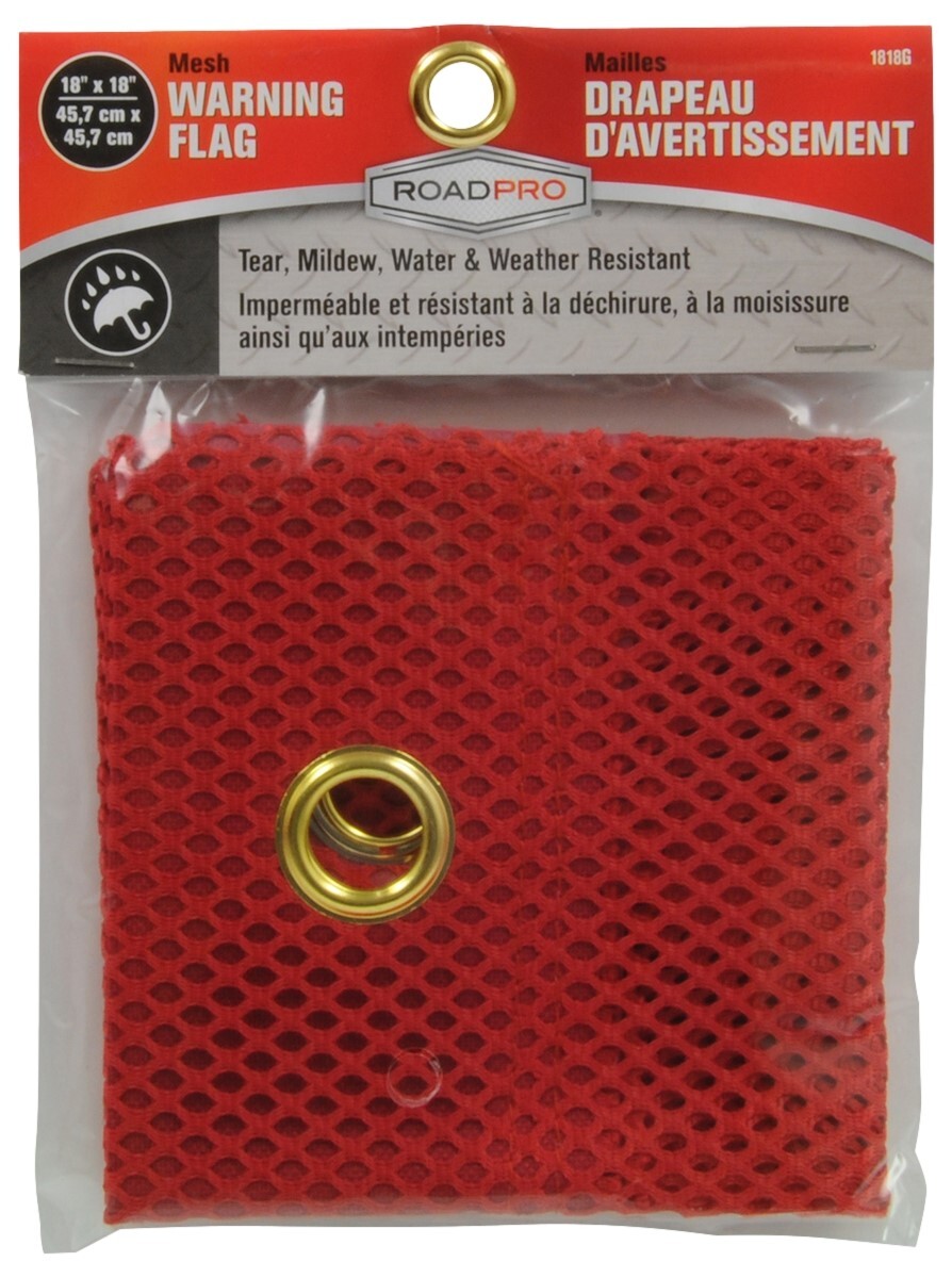 2 Lot RoadPro 1818G Safety Warning Mesh Flags with Grommets 18″x 18″ – Red