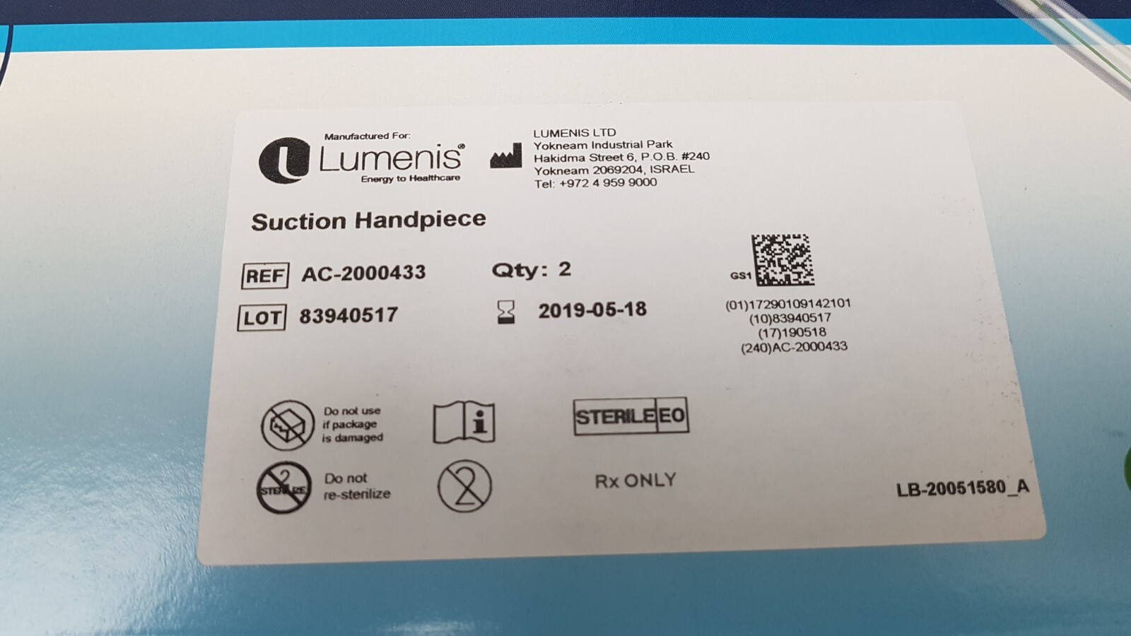 LUMENIS SUCTION HANDPIECE AC-20040030 (2pcs)