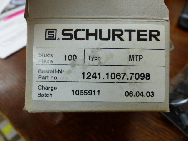 SCHURTER 1241.1067.7098 Qty of 100 per Lot MTP 1/2″ FORM 1 SW IP40