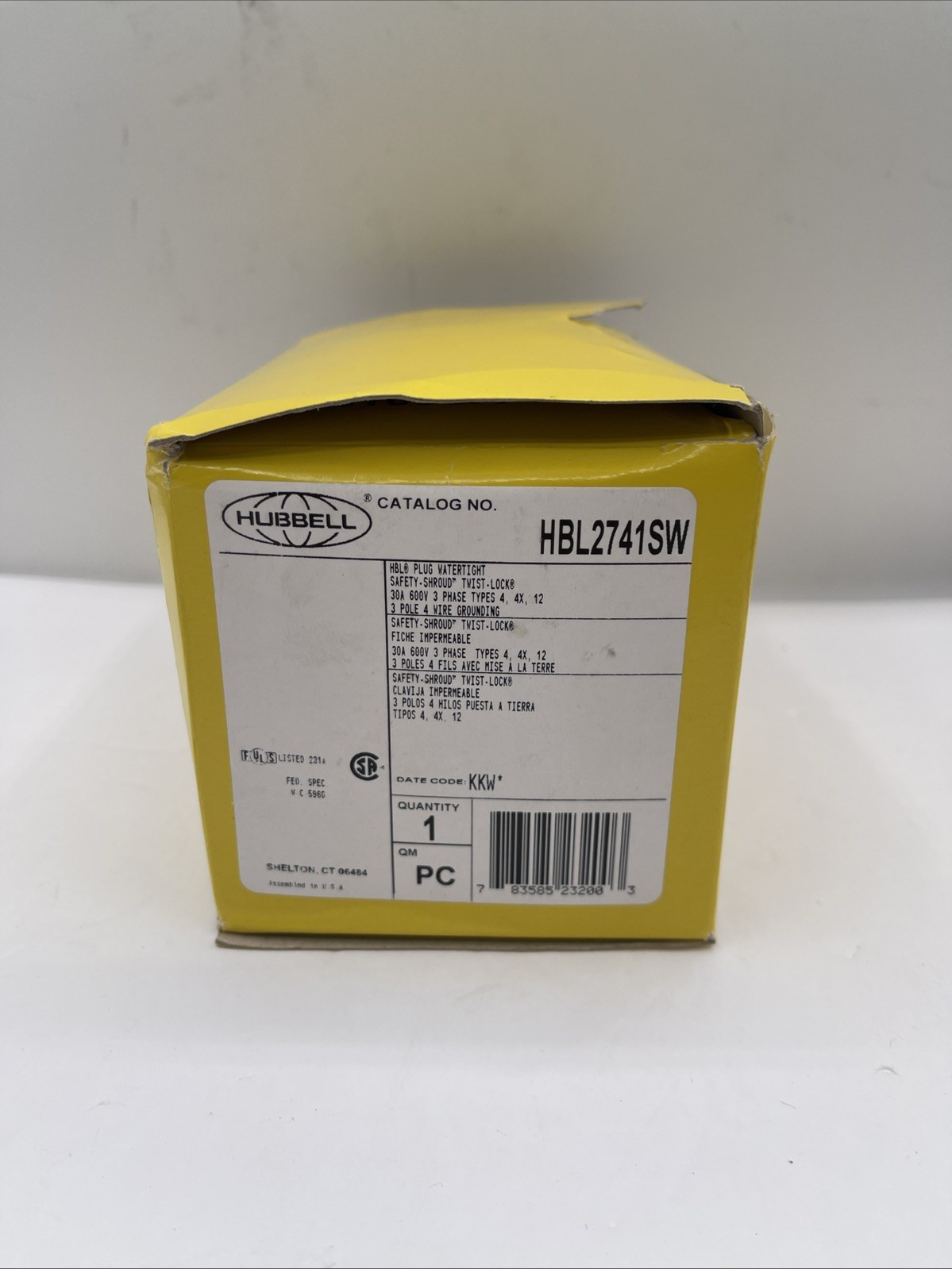 NEW OLD STOCK! HUBBELL 30A 600V 3PHASE TWIST LOCK POWER CONNECTOR HBL2741SW