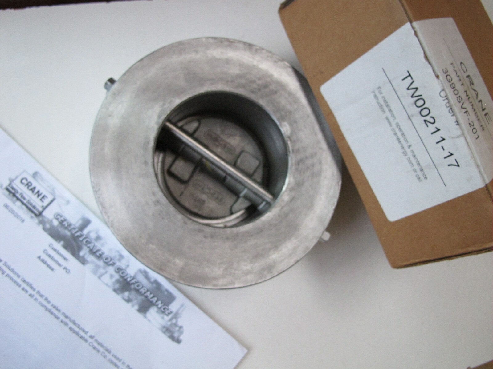 3″ 900# Crane Duo-Chek II G90SVF-201 Check Valve WCB x 316 SS NEW
