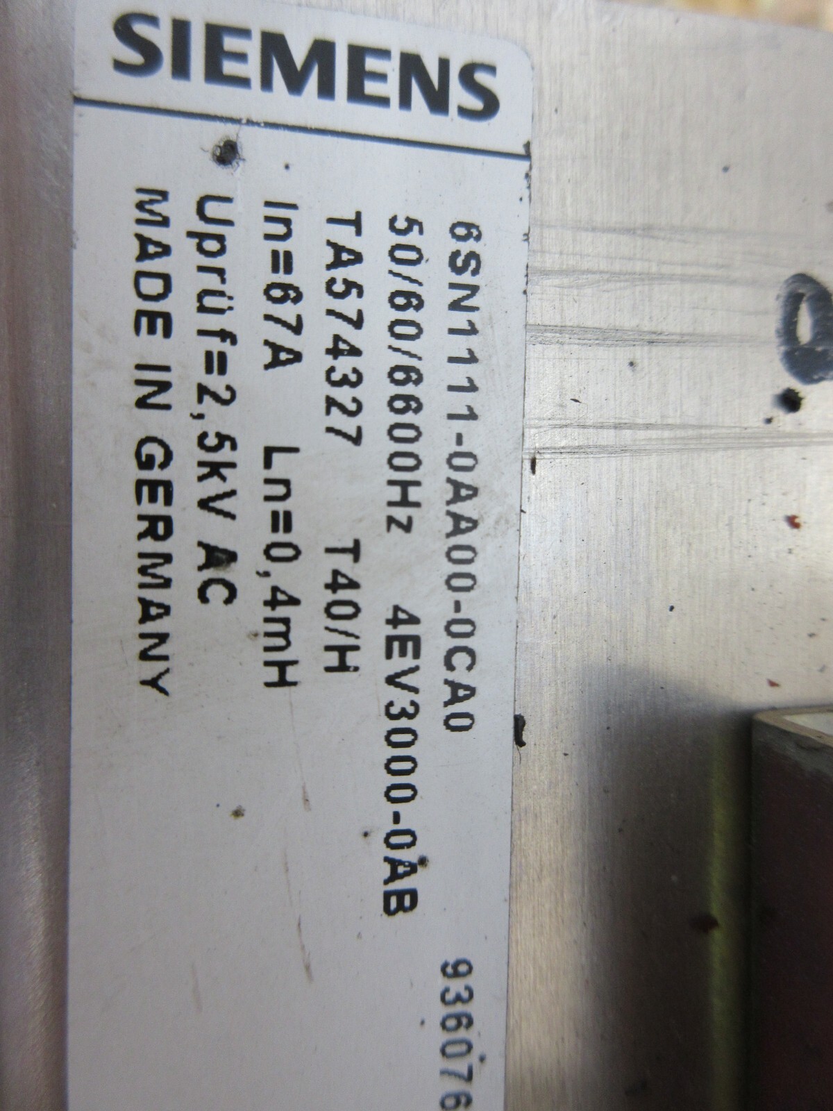 SIEMENS TRANSFORMER 6SN1111-0AA00-0CA0 4EV30000-0AB HYUNDAI HIT-15S CNC LATHE