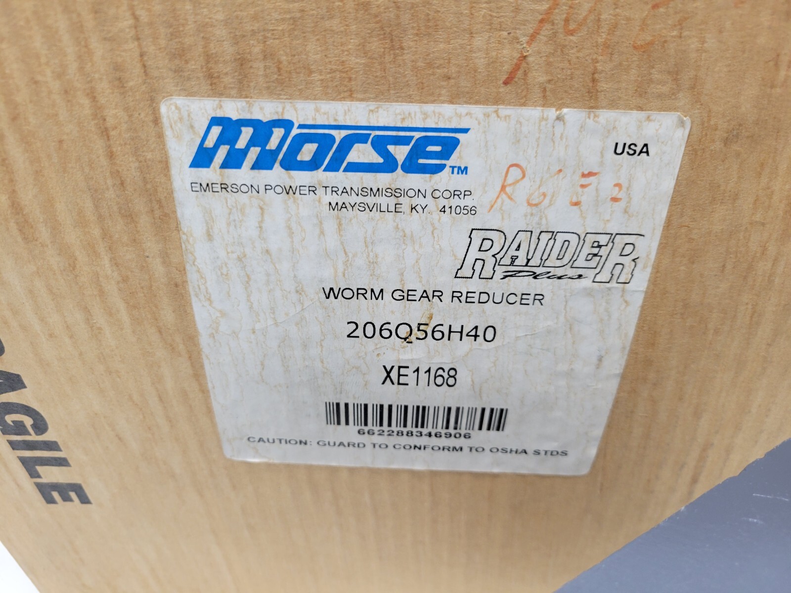 NEW IN BOX! MORSE 40:1 1750RPM GEAR REDUCER XE1168R10K 206Q56H40