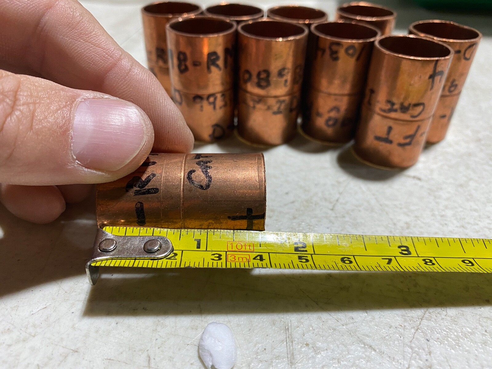 Lot of 10 Copper Couplings With Stop 7/8″ Diameter x 1-1/2″ Long ,unused