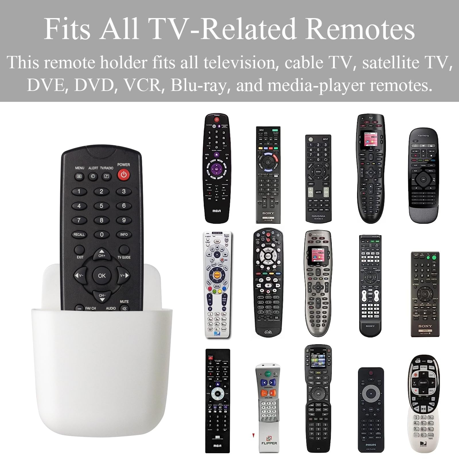 noonebutyou 3 Pcs Remote Control Holder Wall Mount Self Adhesive White