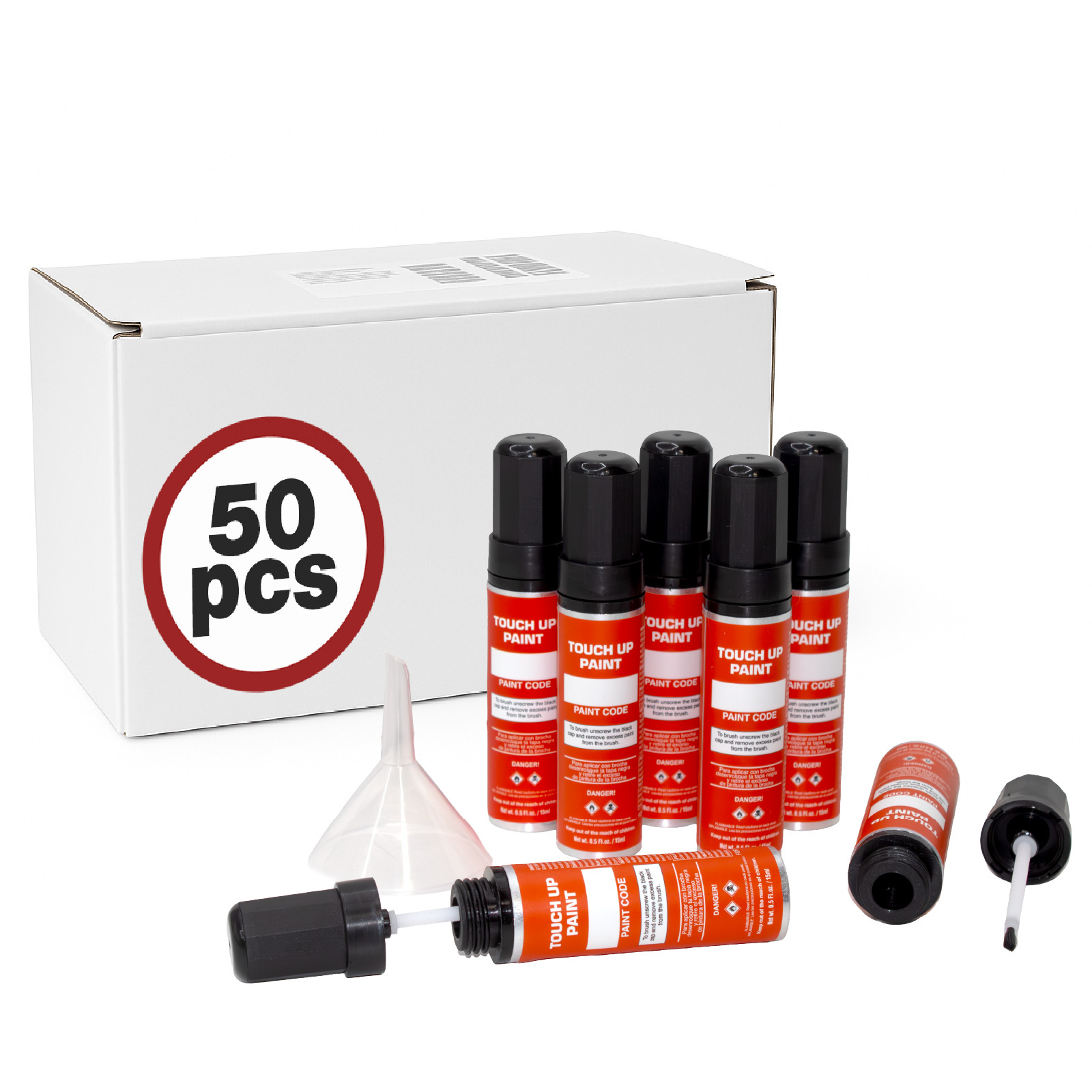 15ml Fillable Aluminum Touch Up Paint Bottles with Brush – 50 Pack
