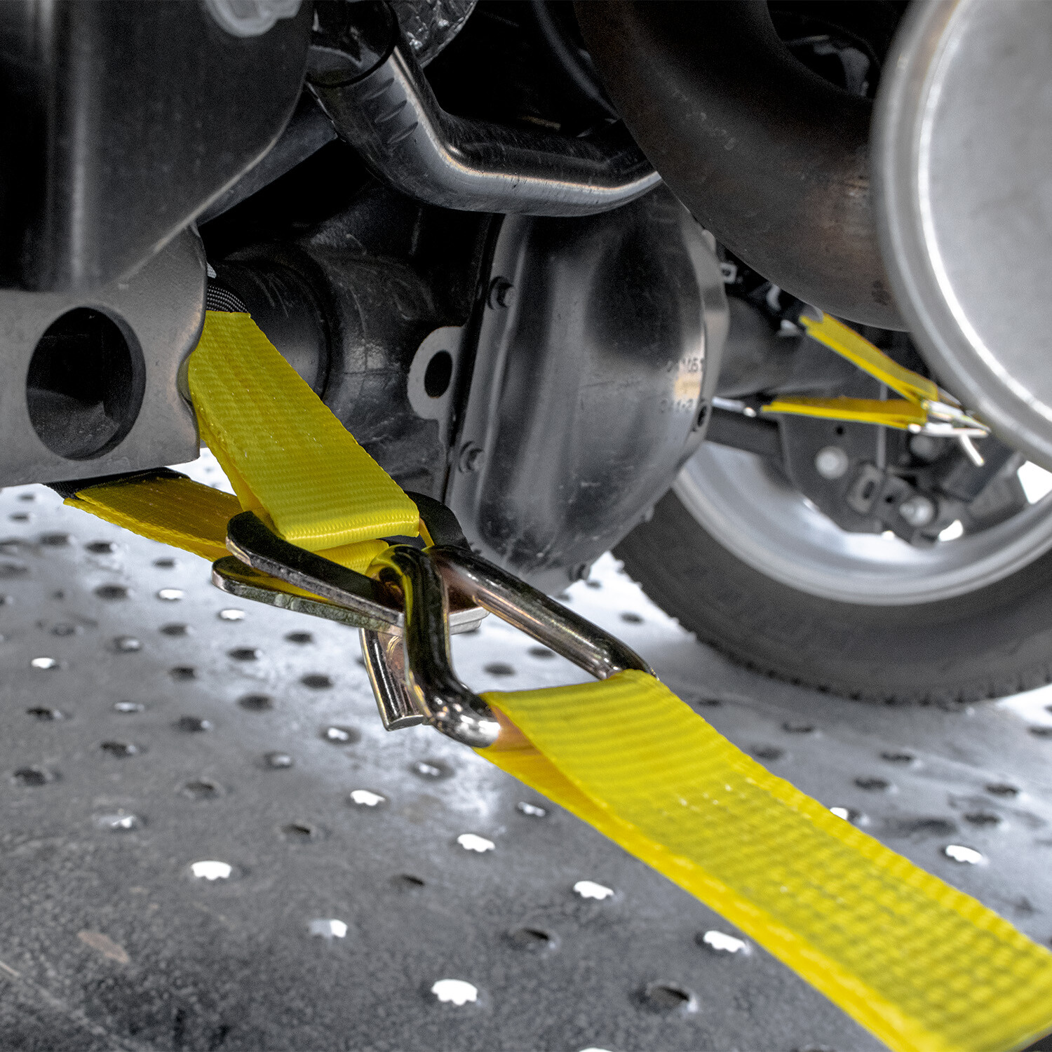 VULCAN Classic Yellow Axle Strap Tie Down Kit – Wire Hook Ratchet Straps