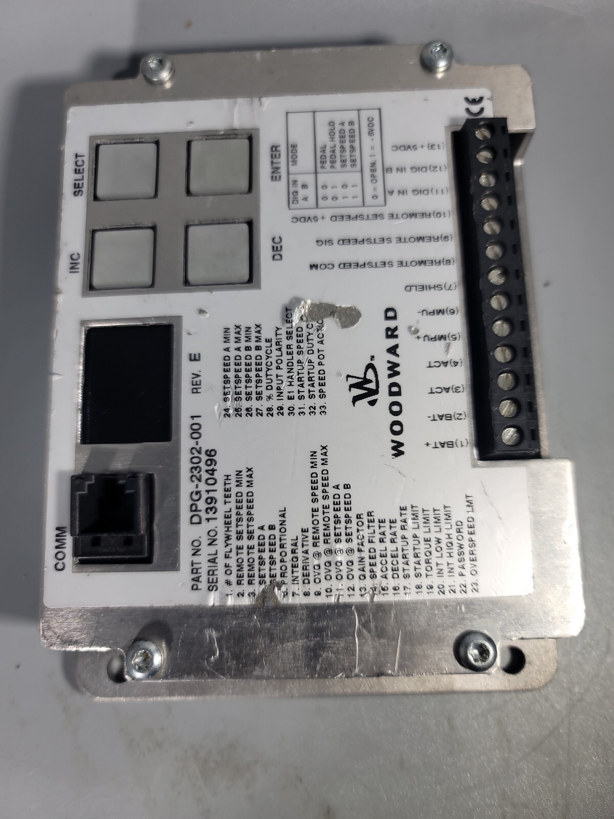 WOODWARD DPG-2302-001 Speed Controller Governor