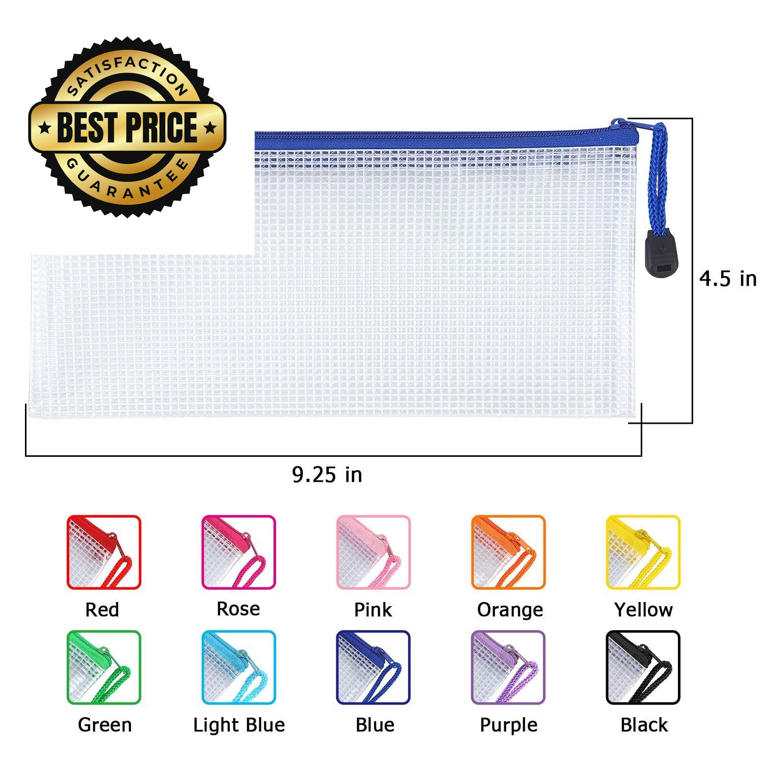 Tamaki 10 Pack Mesh Zipper Pouch Document Waterproof Zip A6, 10 Colorful