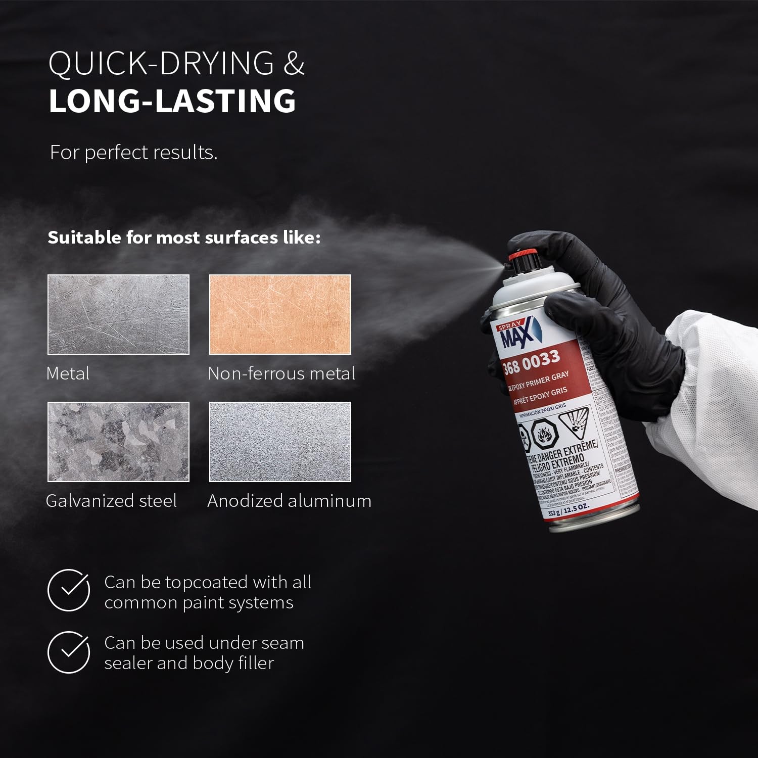 SprayMax 2K Epoxy Primer Gray 12.5oz, Fast-Drying Corrosion-Resistant Automotive