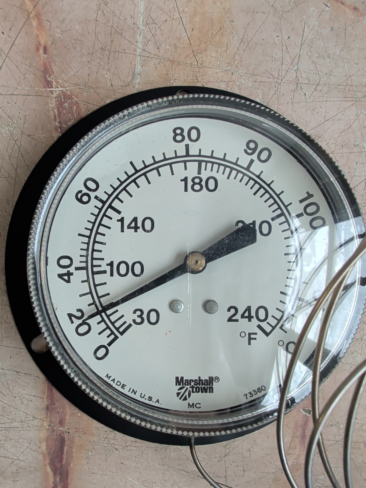 MARSHALL TOWN 73360 TEMPERATURE GAUGE G70915 30-240° F 0-114° C – NEW