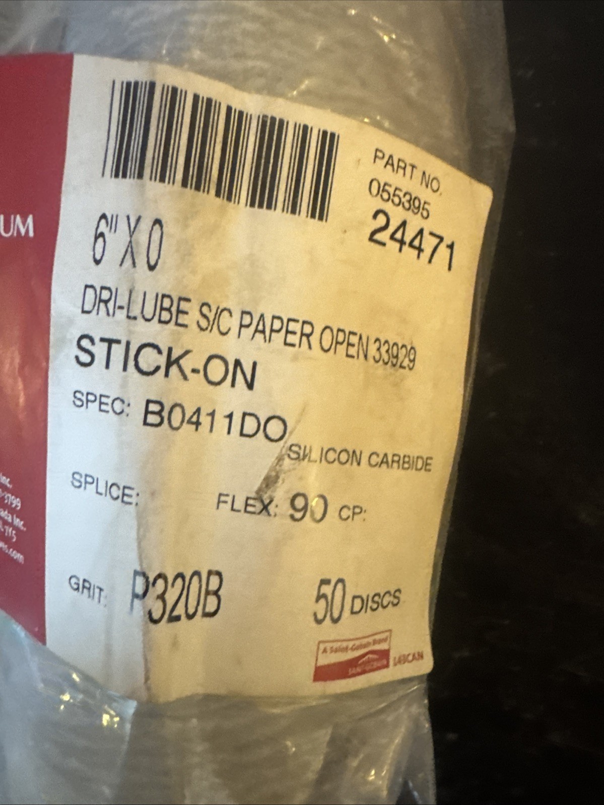saint gorbain 24467 24469 24471, P80, P180B, P320B 6 Inch / 50 3x Partial Rolls