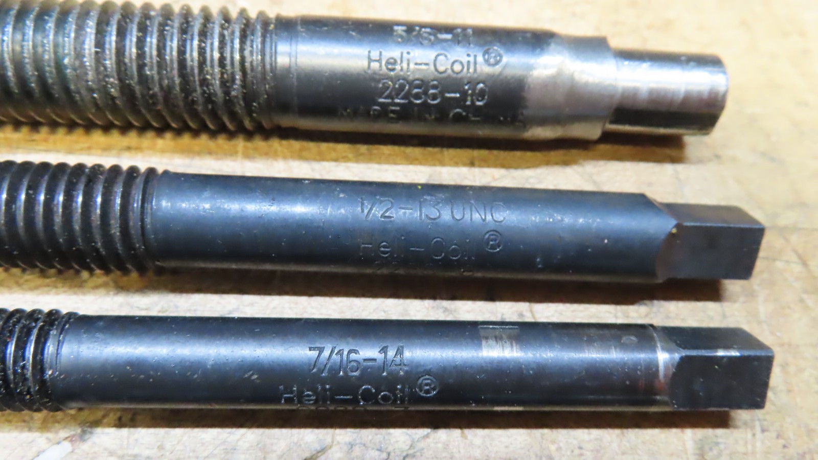 Helicoil SAE thread repair install tools 1/4-20, 3/8-16, 7/16-14, 1/2-13, 5/8-11