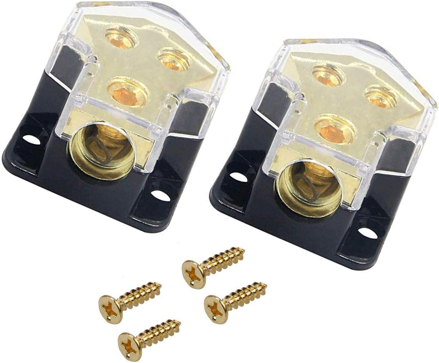 Power Distribution Block, 2 Way 0/2/4 AWG Gauge in, 2 with Screw 2pcs
