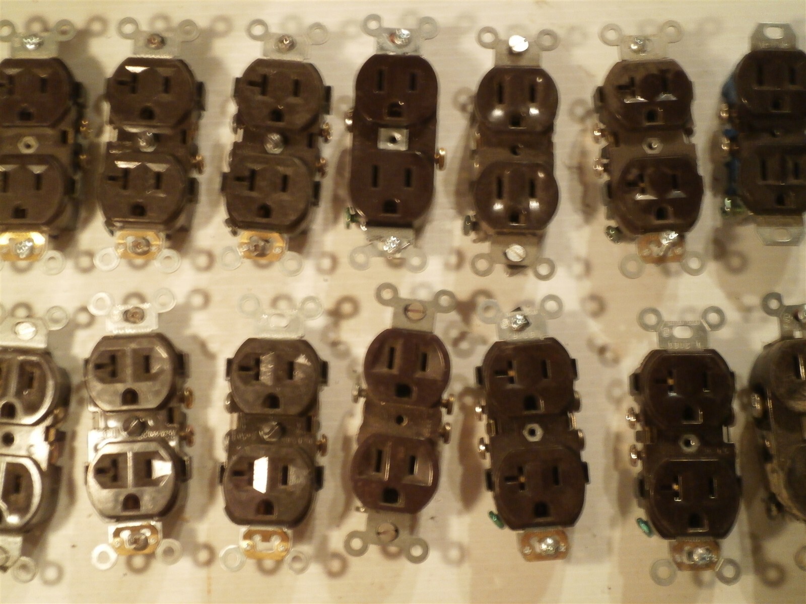 Lot of 19: Duplex Brown Receptacles, Many Commercial Grade, Several styles