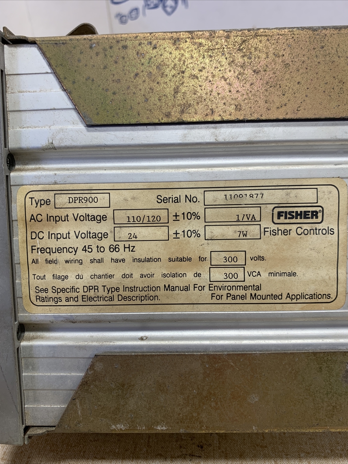 FISHER DPR900X1-A7 CONTROLLER TYPE DPR900 DPR900X1A7 12B7588X052