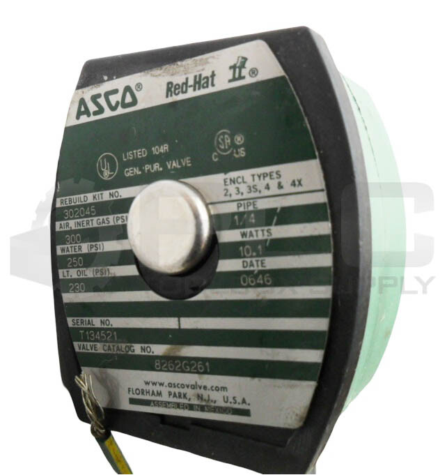 ASCO 8262G261 SOLENOID VALVE 300PSI 1/4″ W/ 238610-032-D COIL MP-C-080 110-120V