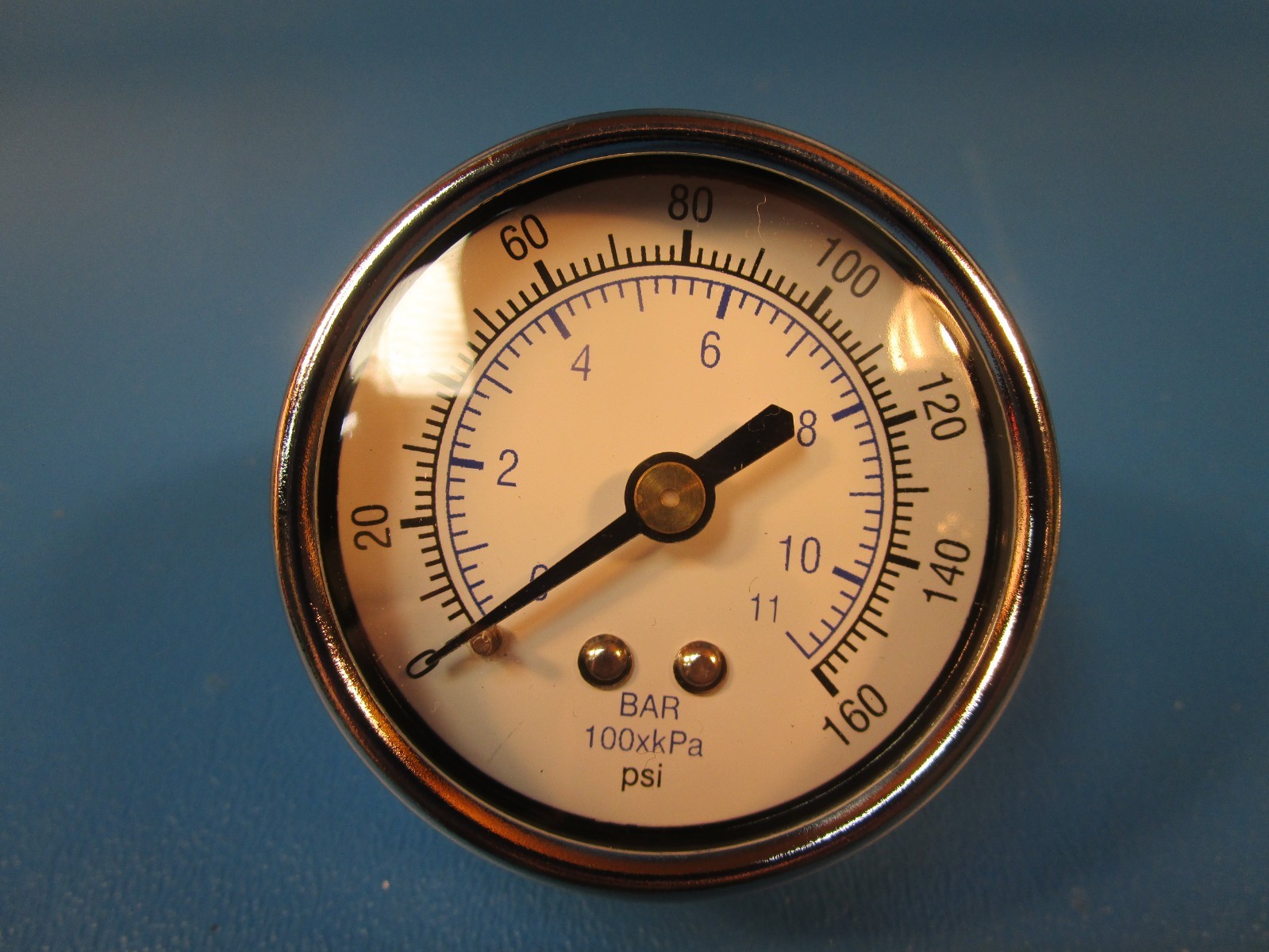 LOT OF 2 PRESSURE GAUGE 102D-204F, AIR PRESSURE, DRY FACE, 0-160 PSI, 0-10 BAR