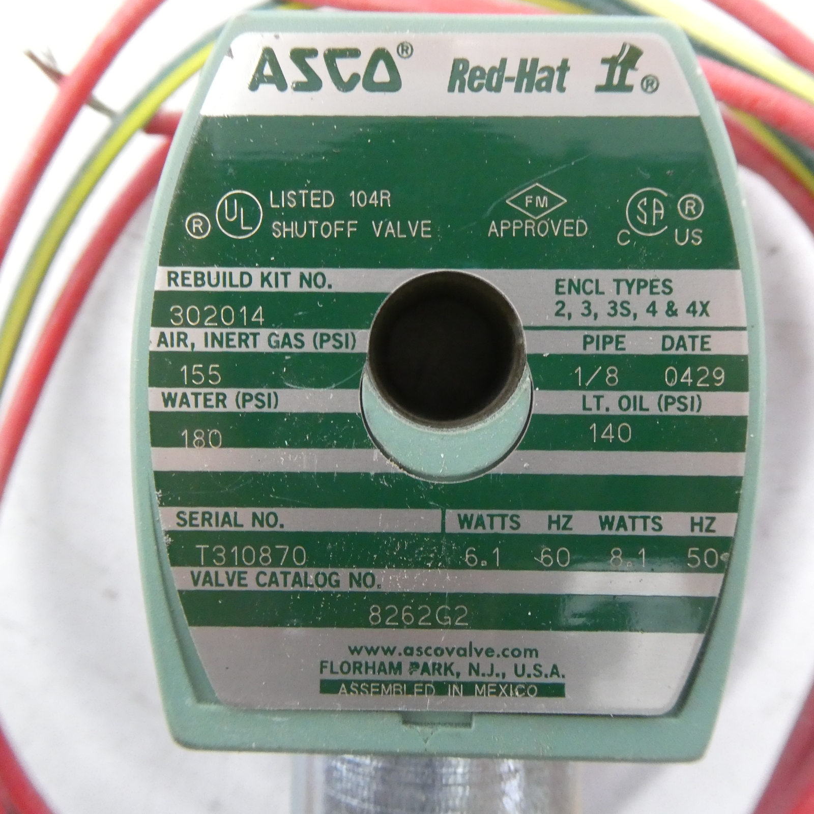 ASCO 8262G2 110/120V 180PSI 1/8″ (AS PICTURED) NSNP