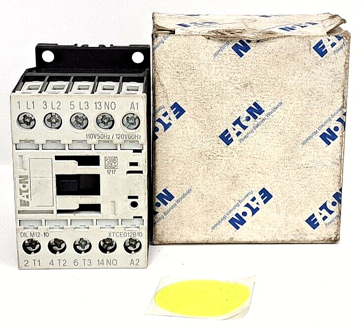 EATON CONTACTOR 110/120V AC 50/60HZ 3PH 600V MAX 20A DILM12-10 XTCE012B10A