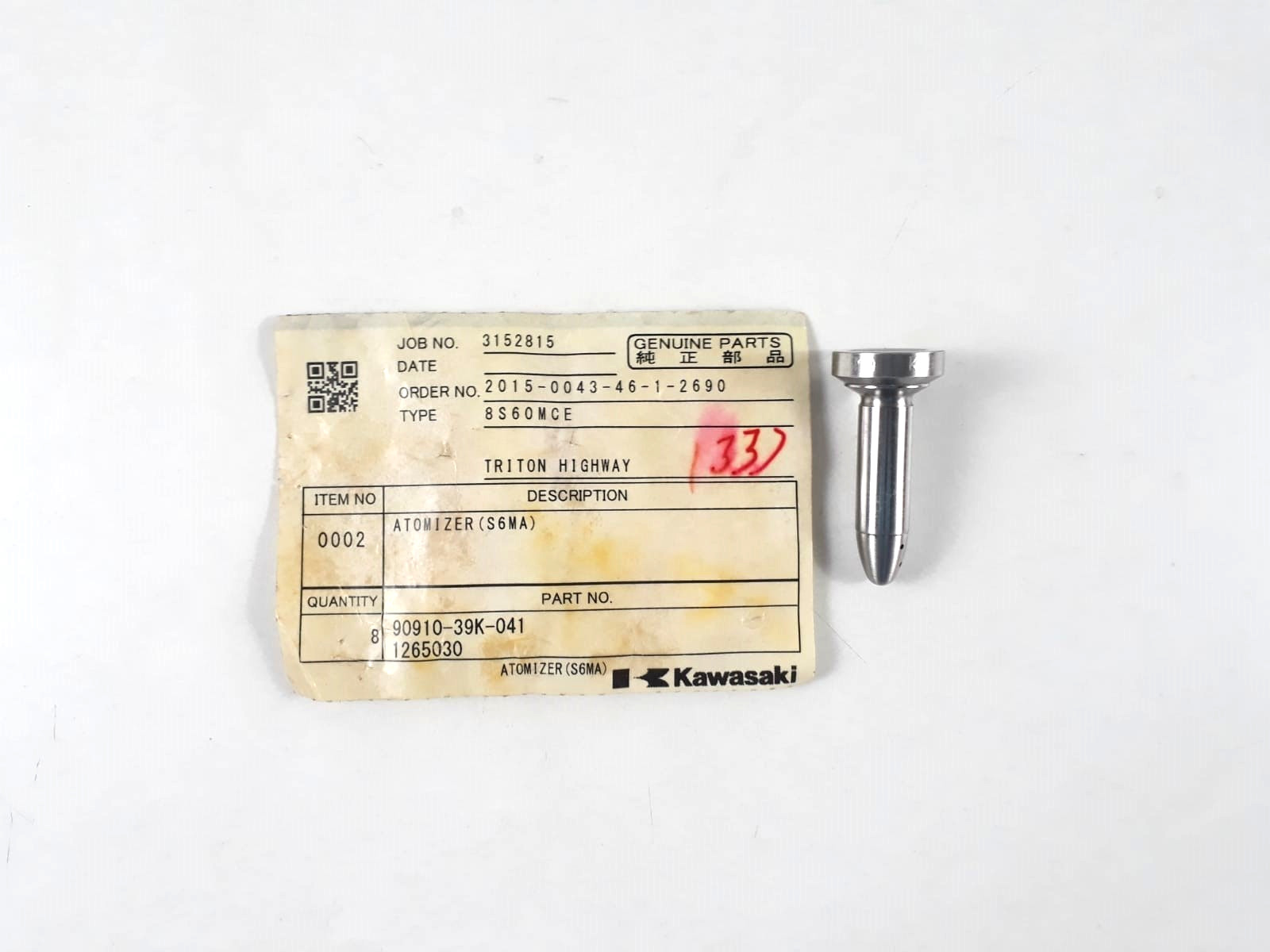 S6MA Part No 90910-39K-041 1265030 For Kawasaki 8S60MCE Genuine Parts