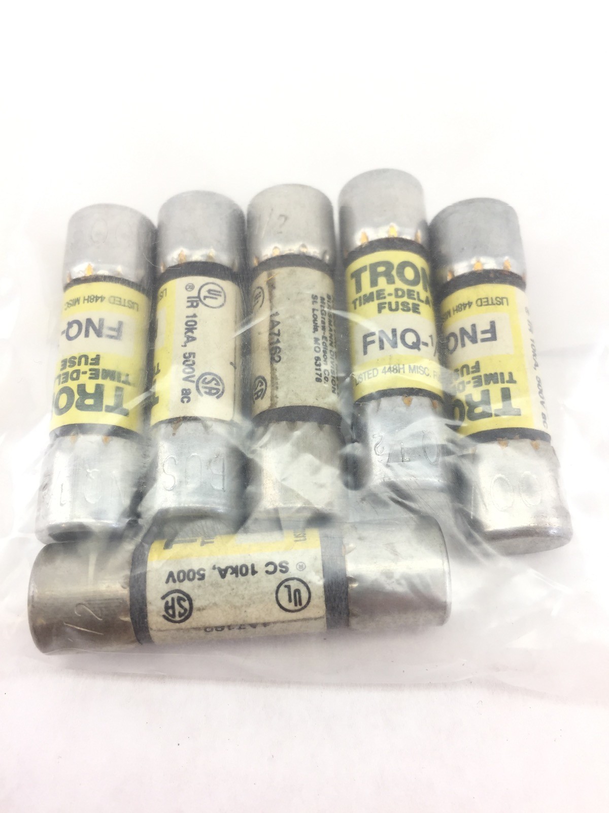 TRON FNQ-1/2 TIME-DELAY FUSE LOT OF 6 (A607)