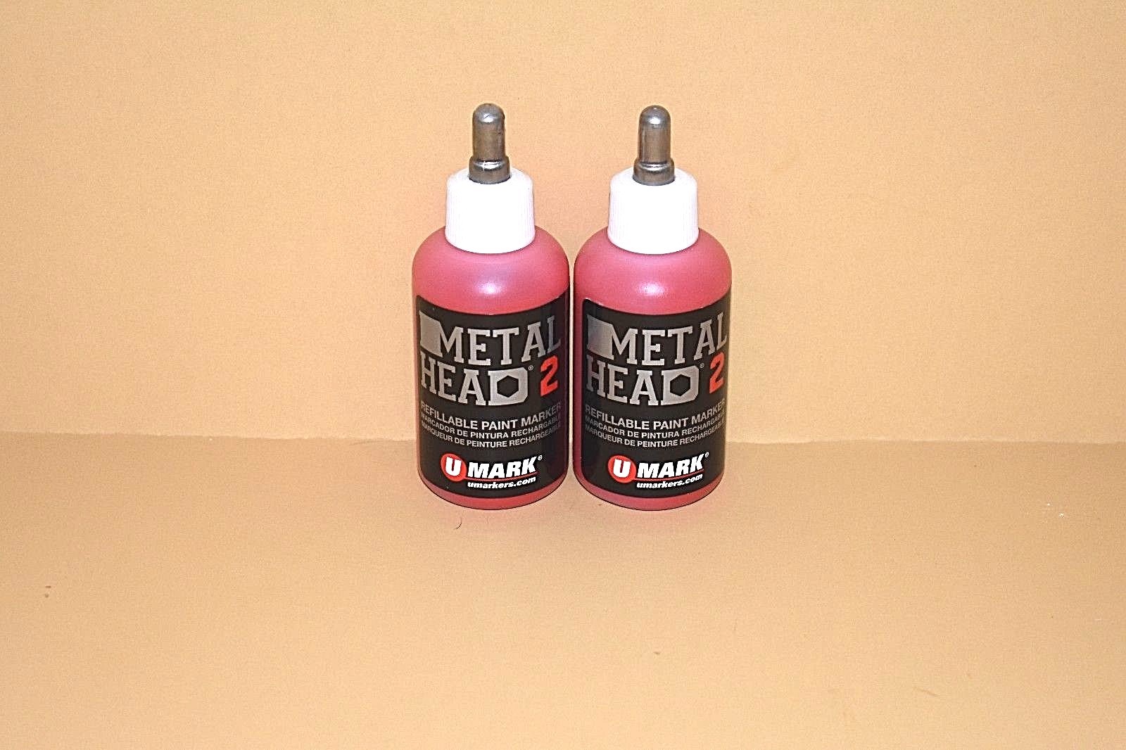 2 Metal Head 2 Paint Markers Red 2 Oz Auto Salvage Industrial Junk Yard Crafts