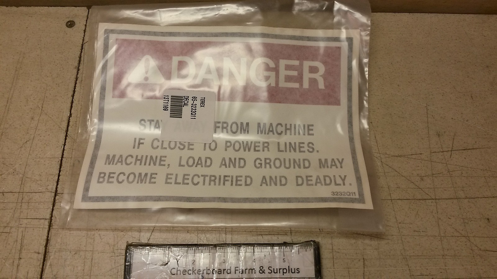 NOS DANGER Sign Adhesive Decal Stay Away From Machine 3232Q11 9905011671517